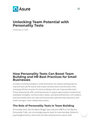 Unlocking Team Potential with Personality Tests 