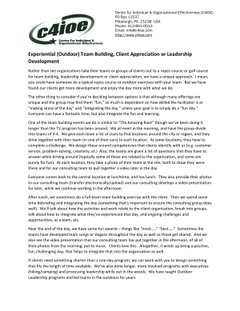 Experiential - Outdoor Team Building, Leadership Development or Client Appreciation