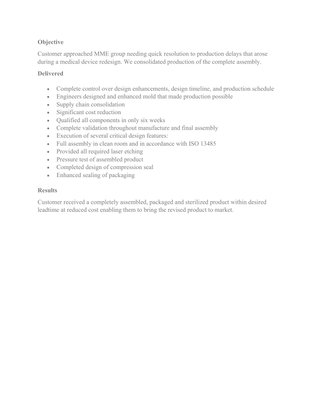 Assembly and Transfer Work