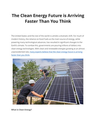 The Clean Energy Future is Arriving  Faster Than You Think