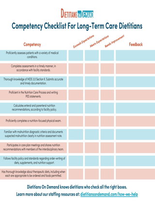 Competency Checklists for Dietitians | Infographic
