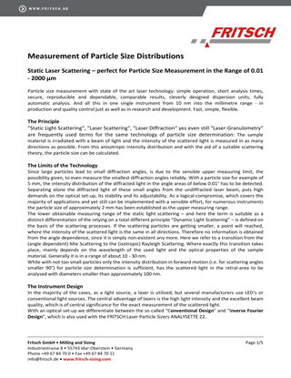 Measurement of Particle Size Distributions
