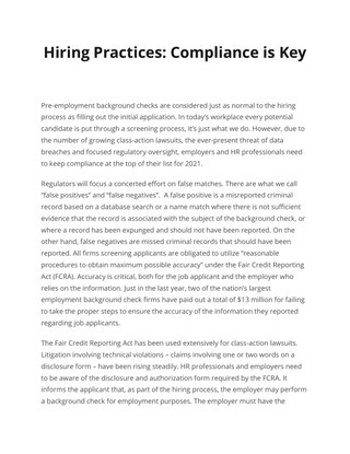 Hiring Practices: Compliance is Key 