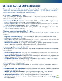 Checklist: 2026 TJC Staffing Readiness