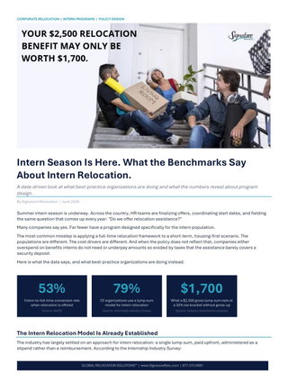 Intern Season Is Here. What the Benchmarks Say About Intern Relocation.