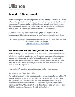 AI and HR Departments