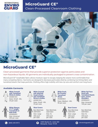MicroGuard CE® Clean Processed Garments | Sales Sheet