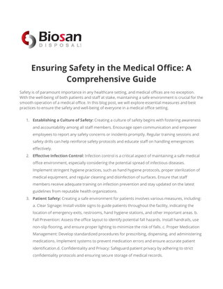 Ensuring Safety in the Medical Office: A Comprehensive Guide
