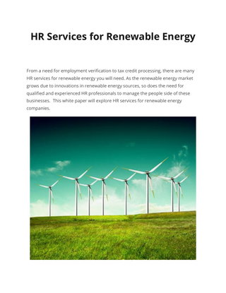 HR Services for Renewable Energy
