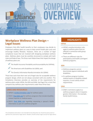 Workplace Wellness Plan Design – Legal Issues