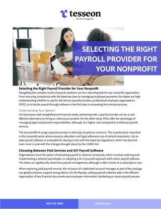 Selecting the Right Payroll Provider for Your Nonprofit