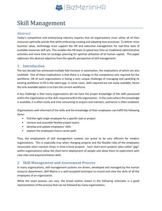 Skill Management - Processes, Technology and Automation