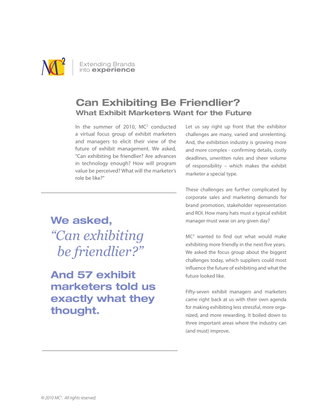 Can Exhibiting be Friendlier? What Exhibit Marketers Want for the Future