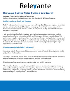 Drowning Out the Noise During a Job Search -- Advice from An Expert