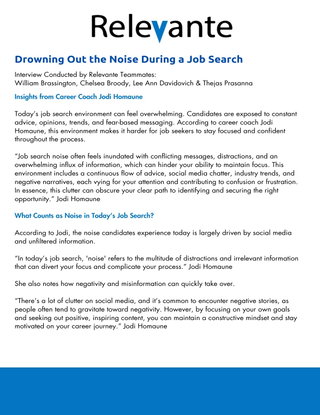 Drowning Out the Noise During a Job Search -- Advice from An Expert