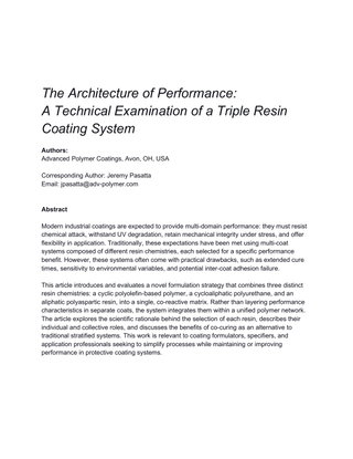 The Architecture of Performance:  A Technical Examination of a Triple Resin Coating System