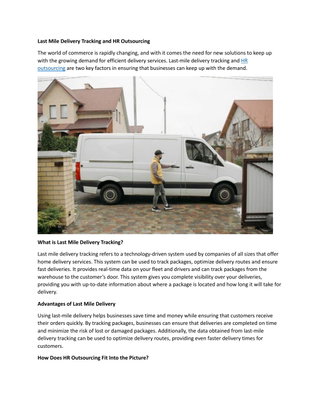 Last Mile Delivery Tracking and HR Outsourcing