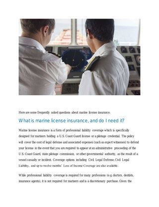 FAQ's with 360 Coverage Pros Marine Liability Insurance