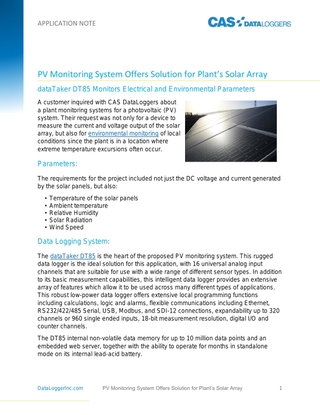 PV Monitoring System Offers Solution for Plant’s Solar Array