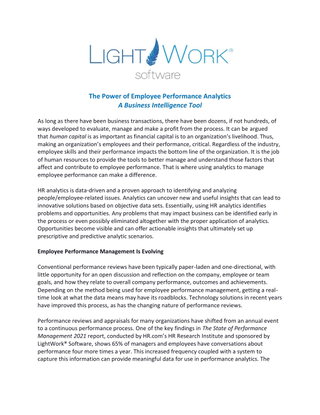 The Power of Analytics in Performance Management
