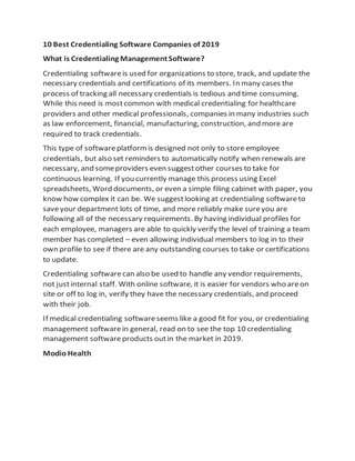 10 Best Credentialing Software Companies of 2019