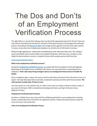 The Dos and Don’ts of an Employment Verification Process