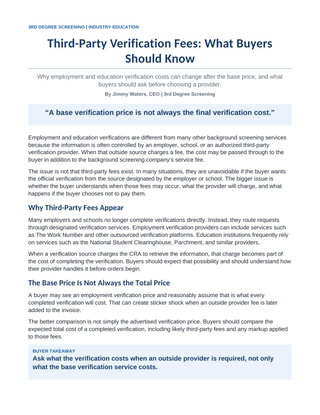 Third Party Verification Fees: What Buyers Should Know