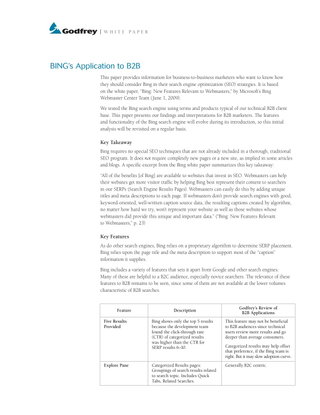 BING's Application to B2B