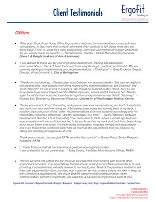 ErgoFit: Client Testimonials