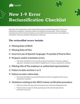 New I-9 Error Reclassification Checklist 2026
