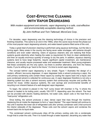 Cost-Effective Cleaning with Vapor Degreasing