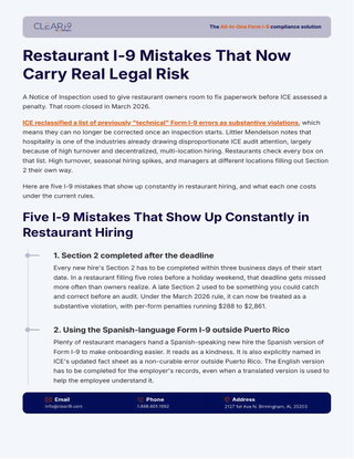 Restaurant I-9 Mistakes That Now Carry Real Legal Risk