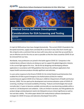 Medical Device Software Considerations for EUA Applications