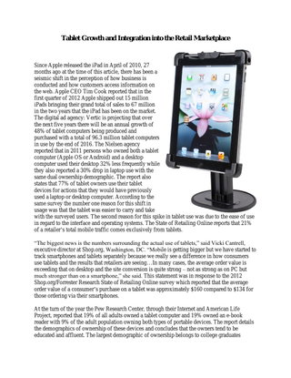 Tablet Growth and Integration into the Retail Marketplace