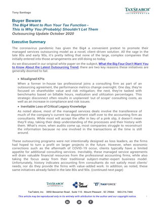 Buyer Beware – Outsourcing Update