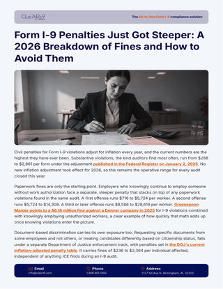 Form I-9 Penalties Just Got Steeper: A 2026 Breakdown of Fines and How to Avoid Them