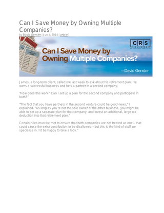 Can I save money by owning multiple companies?