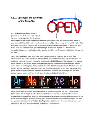L.E.D. Lighting as the Evolution of the Neon Sign