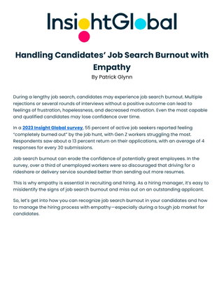 Handling Candidates’ Job Search Burnout with Empathy