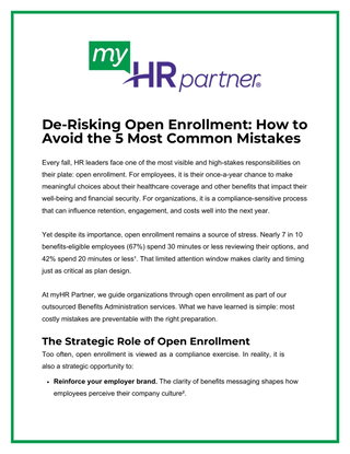 De-Risking Open Enrollment: How to Avoid the 5 Most Common Mistakes