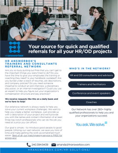 HR Answerbox's Trainers and Consultants Referral Network One-Page Overview