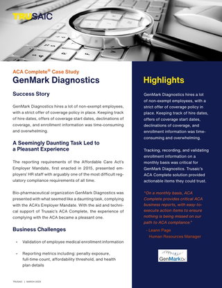 ACA Complete® Case Study GenMark Diagnostics
