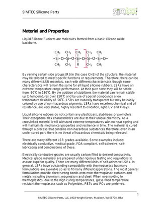 Materials and Properties of Liquid Silicone Rubbers (LSRs)