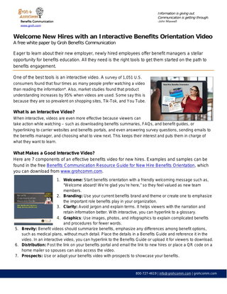 Welcome New Hires with an Interactive Benefits Orientation Video