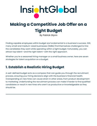 Making a Competitive Job Offer on a Tight Budget