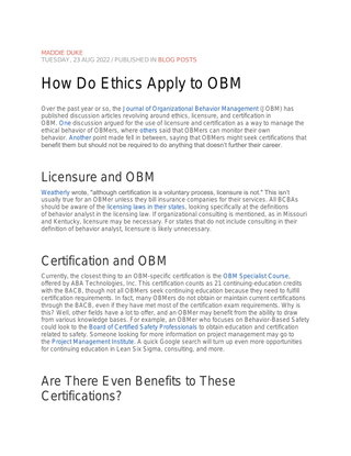 How Do Ethics Apply to OBM