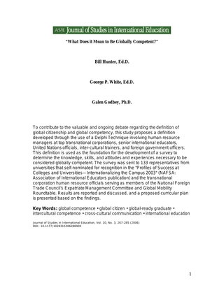 What Does it Mean to Be Globally Competent?