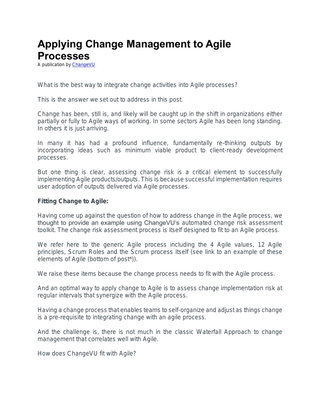 Applying Change Management to Agile Processes