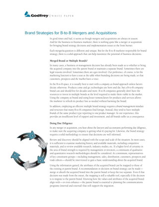 Brand Strategies for B2B Mergers and Acquisitions