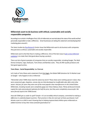 Millennials Want to Do Business with Ethical Companies